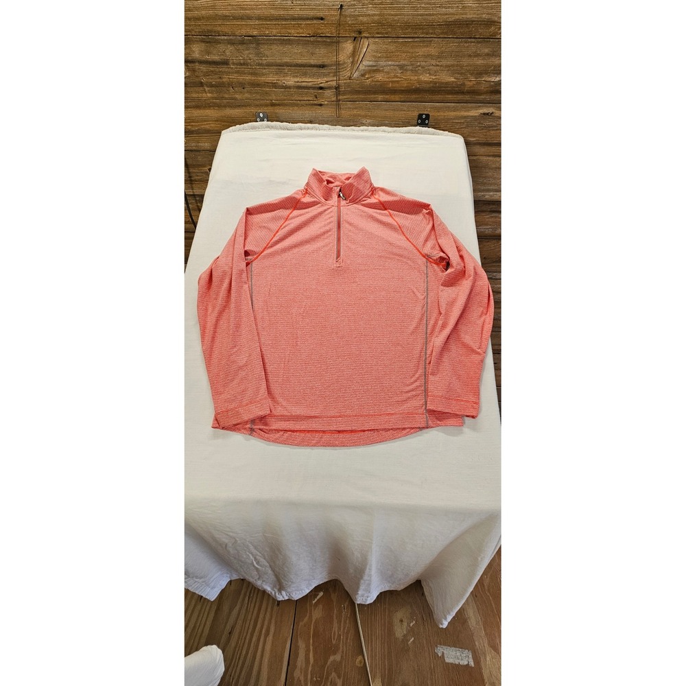 Tommy Bahama IslandZone Mens Medium Orange Heather 1/4 Zip Pullover Top